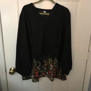 Black sheer shirt with flowers
